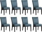 Set van 8 Blauwe leren landelijke eetkamerstoelen - Toledo L, Huis en Inrichting, Overige kleuren, Nieuw, Leer, Ophalen of Verzenden