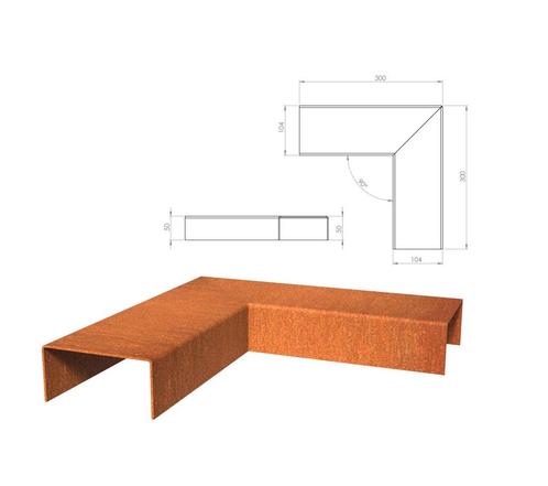 Cortenstaal u-profiel hoek 30x30x10,4x5cm, Tuin en Terras, Bielzen en Borders, Minder dan 100 cm, Nieuw, Overige materialen, Border