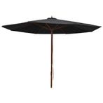 vidaXL Parasol met houten paal 350 cm zwart, Tuin en Terras, Parasols, Verzenden, Nieuw