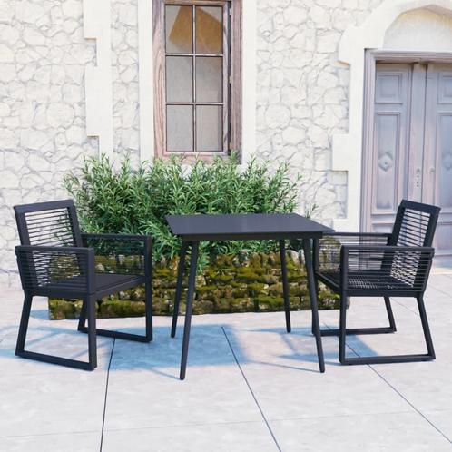 vidaXL 3-delige Tuinset PVC-rattan zwart, Tuin en Terras, Tuinsets en Loungesets, Tuinset, Nieuw, 2 zitplaatsen, Kunststof, Verzenden