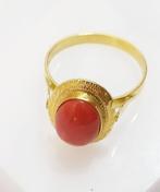 Cocktailring - 18 karaat Geel goud Koraal, Sieraden, Tassen en Uiterlijk, Antieke sieraden