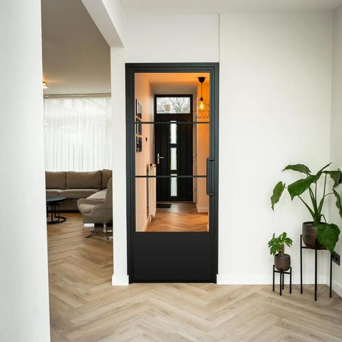 Stalen Binnendeur 3 Vlaks met kickplate Helder glas  Moderne, Doe-het-zelf en Verbouw, Deuren en Horren, Nieuw, Metaal, Binnendeur