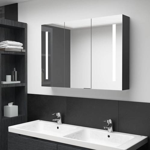 vidaXL Badkamerkast met spiegel en LED 89x14x62 cm glanzend, Huis en Inrichting, Tafels | Kaptafels, Nieuw, Verzenden