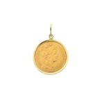 Gouden naslag hanger van een gouden vijfje; Koningin Wilh..., Ophalen of Verzenden, Gebruikt, Goud, Overige merken