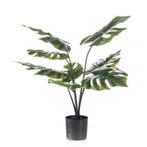 Groene Monstera/gatenplant kunstplant 60 cm in zwarte pot .., Ophalen of Verzenden