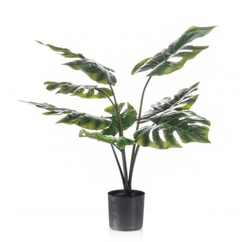 Groene Monstera/gatenplant kunstplant 60 cm in zwarte pot .., Huis en Inrichting, Kamerplanten, Ophalen of Verzenden