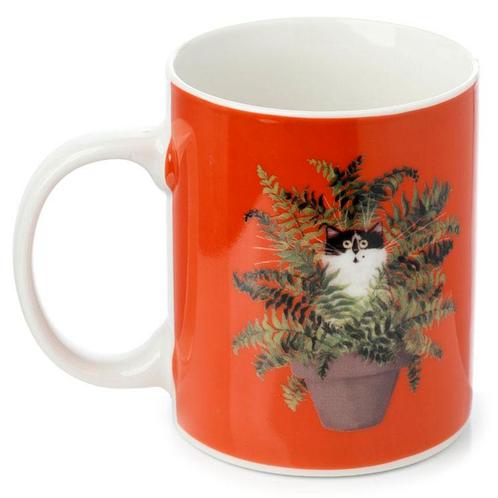 Beker Kat in Plantpot - Kim Haskins - Porselein - Rood - 300, Huis en Inrichting, Keuken | Servies, Nieuw, Ophalen of Verzenden