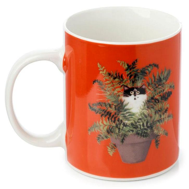 Beker Kat in Plantpot - Kim Haskins - Porselein - Rood - 300, Huis en Inrichting, Keuken | Servies, Nieuw, Ophalen of Verzenden
