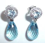 Oorbellen - 18 karaat Witgoud - 30.00ct. tw. Topaas -, Nieuw