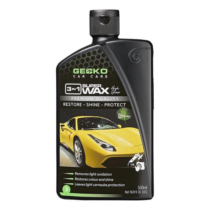 Gecko 3in1 Polijstmiddel + Carnauba Wax 500ml, Auto diversen, Onderhoudsmiddelen, Ophalen of Verzenden