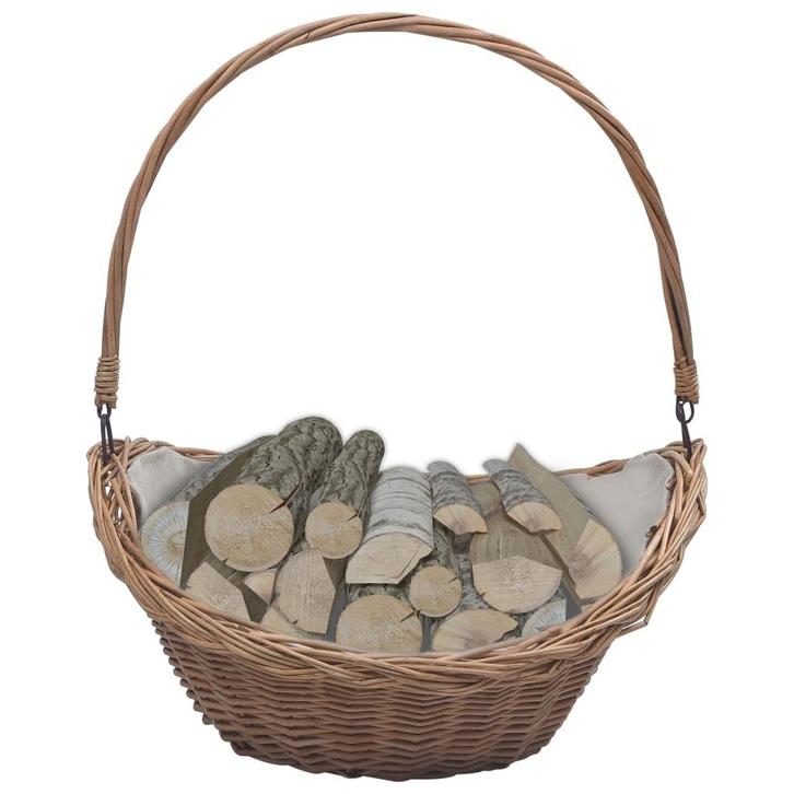 vidaXL Houtmand met handvat 57x46,5x52 cm wilgenhout bruin, Huis en Inrichting, Haarden, Nieuw, Verzenden