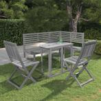 vidaXL 4-delige Bistroset massief acaciahout grijs, Tuin en Terras, Tuinsets en Loungesets, Verzenden, Nieuw, Hardhout