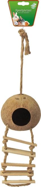 Knaagdierhuis kokosnoot met touwladder 45 cm - Gebr. de Boon, Dieren en Toebehoren, Nieuw, Verzenden