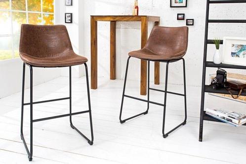 Design barstoel DJANGO vintage bruin met ijzeren frame -, Huis en Inrichting, Barkrukken, Ophalen of Verzenden