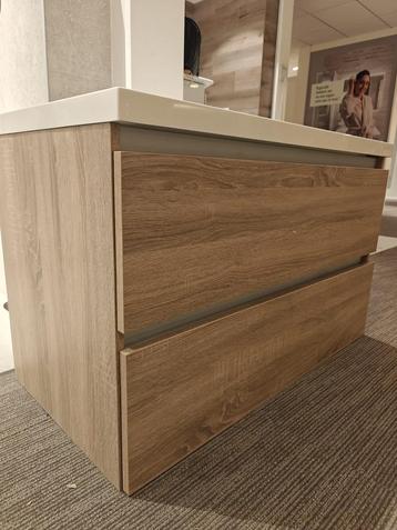 Badmeubel 100 cm Eiken kleur incl wasbak Greeploos NIEUW beschikbaar voor biedingen