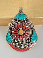 - Tibet Silber - Türkis - Koralle - Lapislazuli - Hanger, Verzamelen, Mineralen en Fossielen