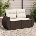 vidaXL Tuinbank 2-zits met kussens poly rattan bruin, Verzenden, Nieuw, Rotan