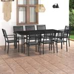 vidaXL 9-delige Tuinset staal, Tuin en Terras, Verzenden, Nieuw, 8 zitplaatsen, Rvs