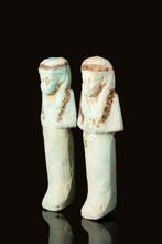 Oud-Egyptisch Set van faience Ushebtis met zwarte details, Antiek en Kunst