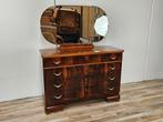 Ladekast - Art Deco kast in walnoot en esdoorn met spiegel -