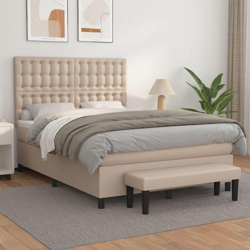 vidaXL Boxspring met matras kunstleer cappuccinokleurig, Huis en Inrichting, Slaapkamer | Bedden, 140 cm, 200 cm, Bruin, Tweepersoons