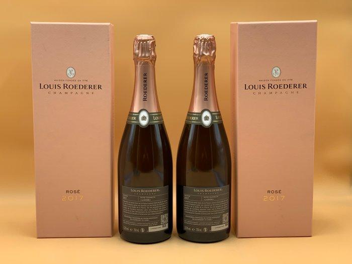 2017 Louis Roederer, Rosé - Champagne Brut - 2 Flessen (0.75, Verzamelen, Wijnen