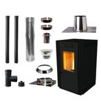 Pelletkachel incl set plat dak 0-5 graden Ø80mm, Ophalen of Verzenden, Nieuw, Hout, Vrijstaand