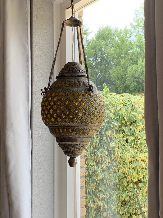 Lamp - geblazen geel glas, Antiek en Kunst, Curiosa en Brocante