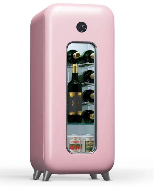 Wijnkoelkast 15 Flessen Roze met Verlichting en Display, Witgoed en Apparatuur, Koelkasten en IJskasten, Minder dan 75 liter, Nieuw