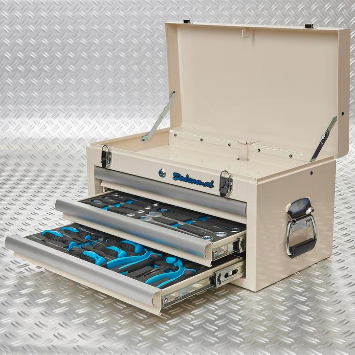 Datona Gereedschapskist drie lades - 2 lades gevuld - wit -, Doe-het-zelf en Verbouw, Gereedschap | Handgereedschap, Nieuw, Ophalen of Verzenden