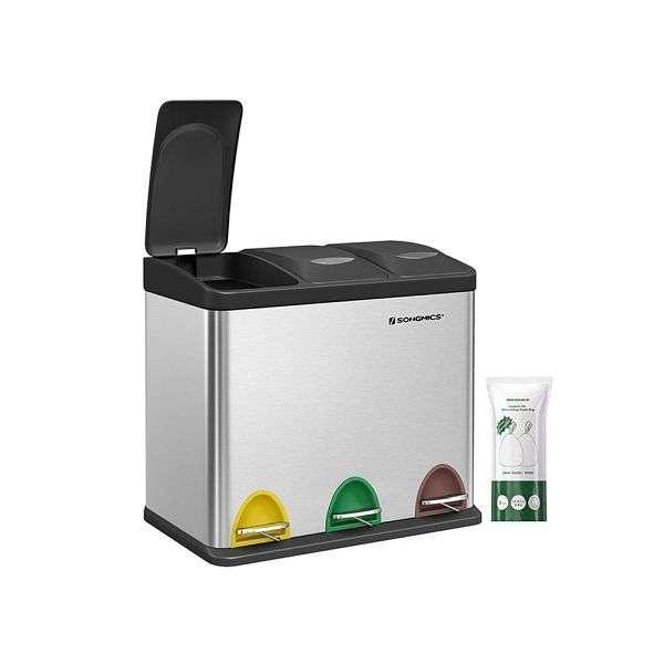 Songmics Prullenbak 24L - RVS, Huis en Inrichting, Woonaccessoires | Prullenbakken, Verzenden