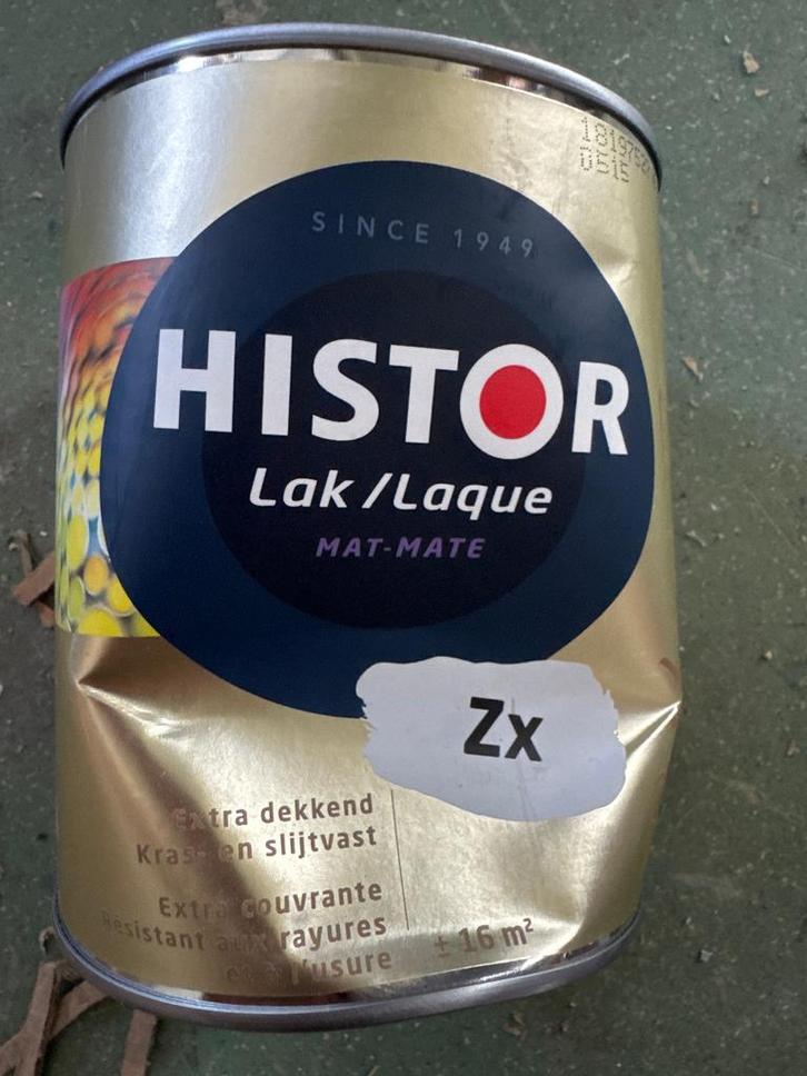 Histor lak mat - zwart - 1 liter - schadeblik, Doe-het-zelf en Verbouw, Verf, Beits en Lak, Lak, Zwart, Nieuw, Minder dan 5 liter