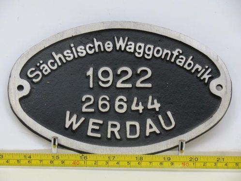 EisenbahnSchild Sächsische Waggonfabrik Werdau 1922, Verzamelen, Spoorwegen en Tramwegen, Overige typen, Gebruikt, Ophalen of Verzenden