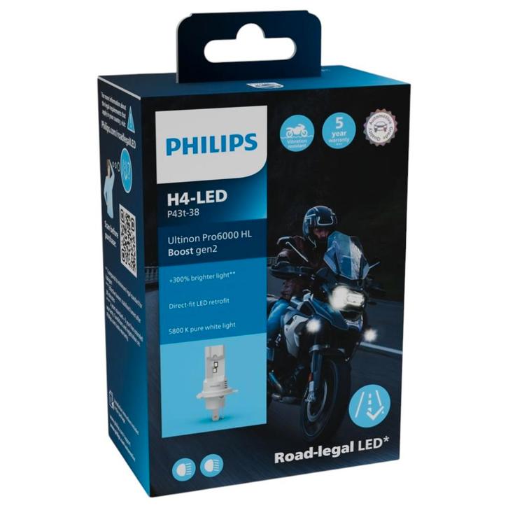 Philips H4 LED Ultinon Pro6000 Boost Gen2 Motorfiets Koplamp, Motoren, Tuning en Styling, Verzenden