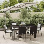 vidaXL 7-delige Tuinset met kussens poly rattan zwart, 6 zitplaatsen, Nieuw, Tuinset, Verzenden