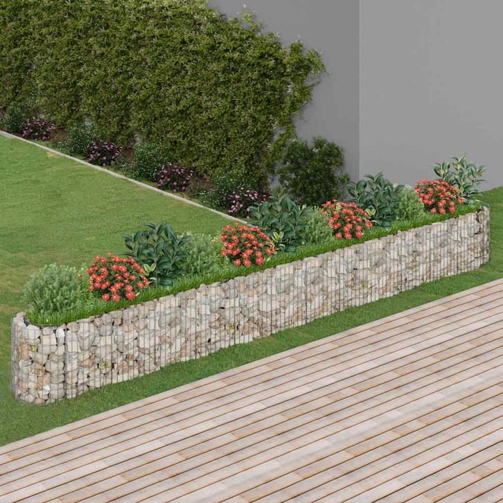vidaXL Gabion plantenbak verhoogd 470x50x50 cm, Tuin en Terras, Bloembakken en Plantenbakken, 100 cm of meer, Nieuw, Metaal, 30 tot 60 cm