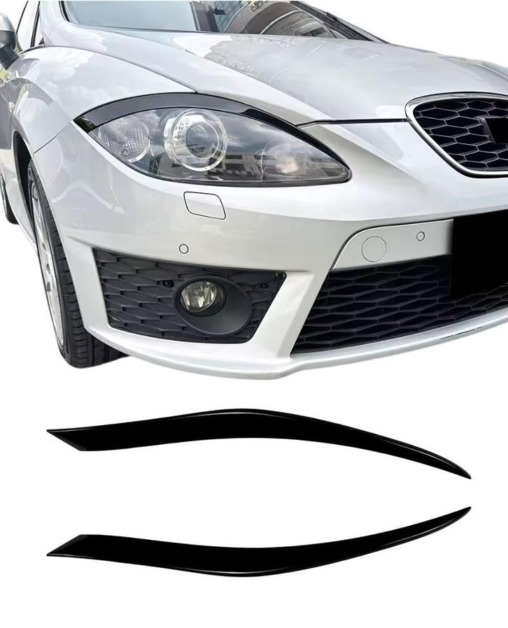 Koplampspoilers | Seat | Leon | MK2 2005-2012 | Glanzend zwa, Auto diversen, Tuning en Styling, Verzenden