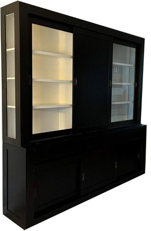 Buffetkast zwart Schagen 240 x 240cm dichte middendeur, Huis en Inrichting, Kasten | Buffetkasten, Ophalen of Verzenden
