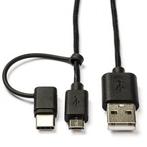 Nokia oplaadkabel | USB A  Micro USB + USB C | 1 meter, Verzenden, Nieuw