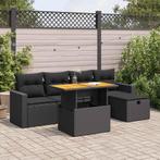 vidaXL 6-delige Loungeset met kussens poly rattan acacia, Verzenden, Nieuw, Rotan, Loungeset