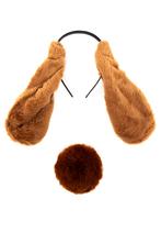 Konijn Haarband Oren Staart Diadeem Set Bruin Flaporen Oortj, Ophalen of Verzenden, Nieuw, Carnaval, Accessoires
