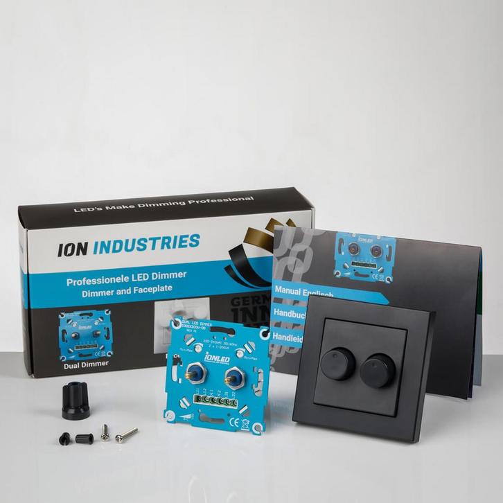 ION Industries LED Dimmer 2 x 200 Watt inclusief frontplaat, Doe-het-zelf en Verbouw, Elektra en Kabels, Nieuw, Ophalen of Verzenden