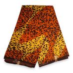 Afrikaanse stof - Oranje / Gele Leopard - Polycotton - 1 yar, Hobby en Vrije tijd, Ophalen of Verzenden, Nieuw