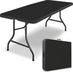 Tuintafel - zwart - 180x75 cm - inklapbaar - kunststof met, Verzenden, Nieuw