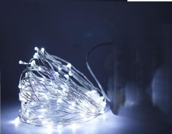 Kerst koperdraad LED verlichting - koud wit - 1,9 meter - op, Hobby en Vrije tijd, Elektronica-componenten, Nieuw, Ophalen of Verzenden