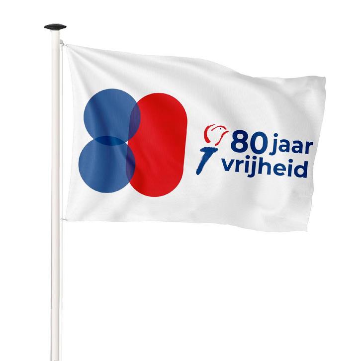 NR 553: Vlag 80 jaar vrijheid 200x300cm (voor masten van 7, Diversen, Vlaggen en Wimpels, Nieuw