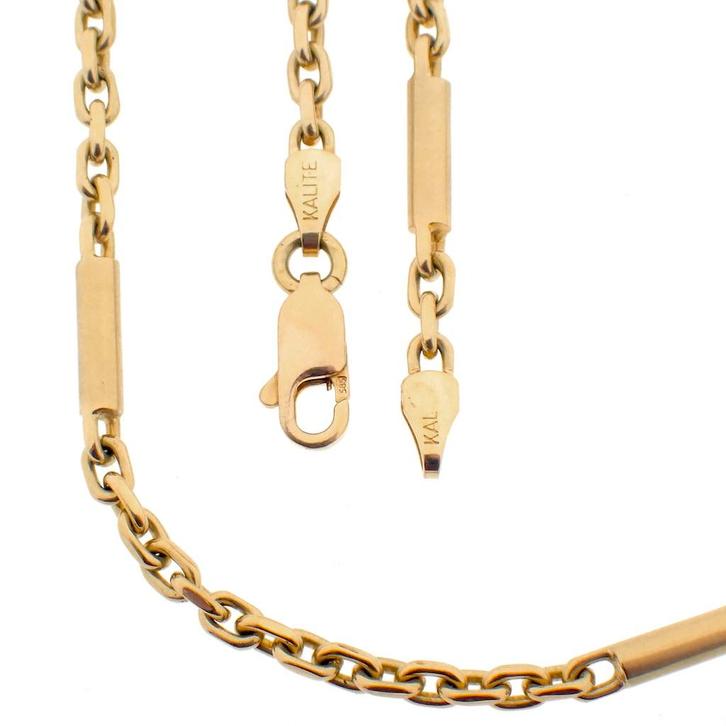 Gouden anker schakel ketting | 56 cm (gouden ketting), Sieraden, Tassen en Uiterlijk, Kettingen, Overige kleuren, Gebruikt, Goud