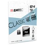 Emtec MicroSDXC 64GB + Adapter CL10 Classic zwart, Nieuw, Ophalen of Verzenden
