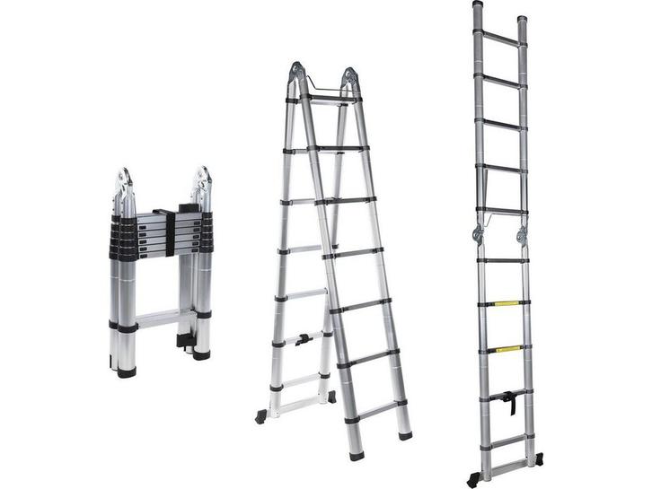 Detoolz DZ-C247 - Telescopische ladder - 14 treden 4,4 m -, Doe-het-zelf en Verbouw, Ladders en Trappen, Nieuw, Verzenden
