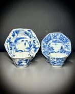 Geen reserve, set van blauwe en witte landschap-hexagonale